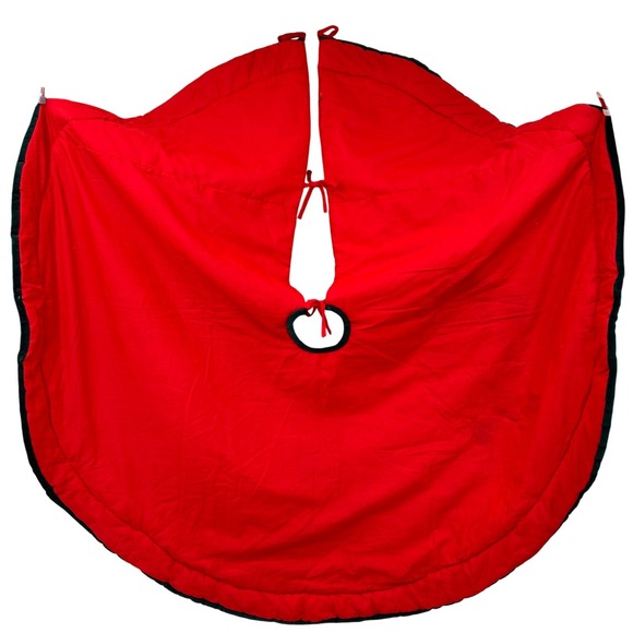 Vintage Christmas Tree Skirt Red Velvet Sequin Lights Tree Ornament Star 56 " - Picture 11 of 13